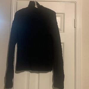 DKNY 100% Worsted Wool Black Turtle-Neck Sweater